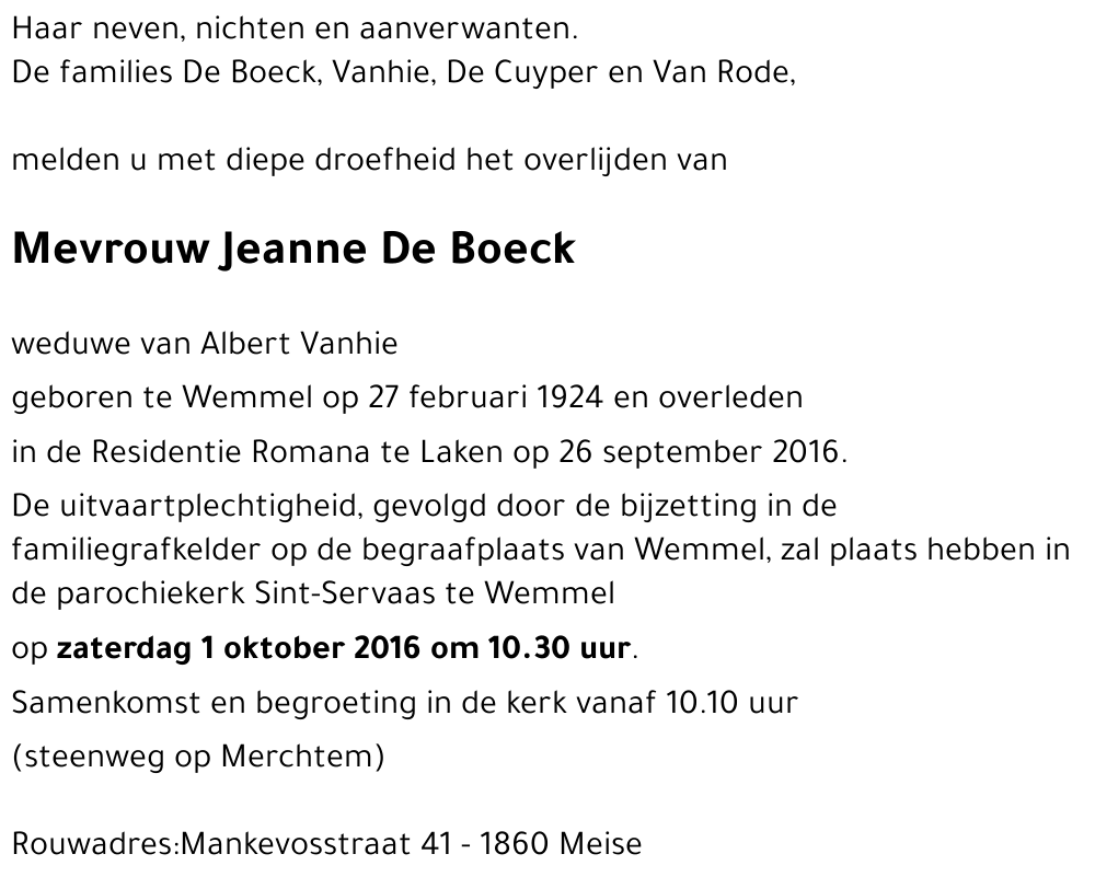 Jeanne De Boeck