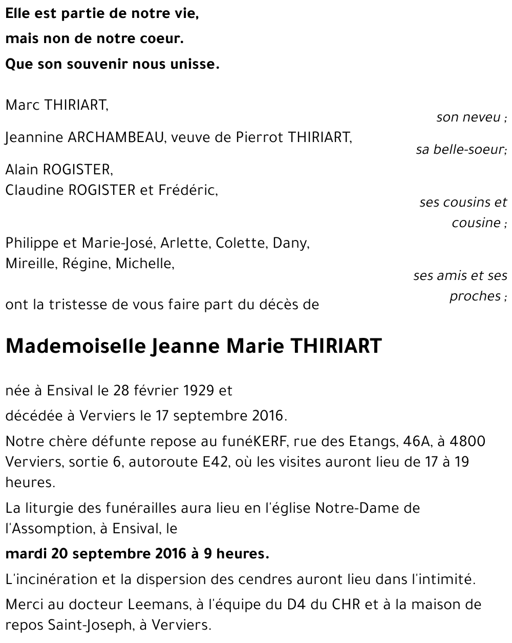 Jeanne Marie THIRIART