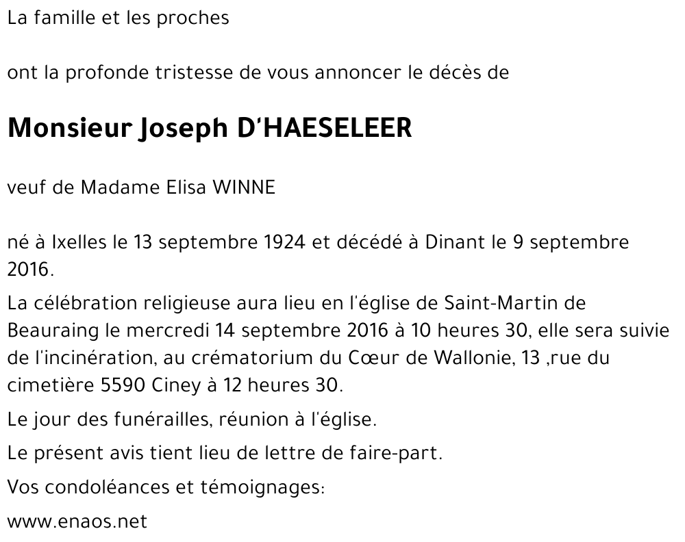 Joseph D'HAESELEER