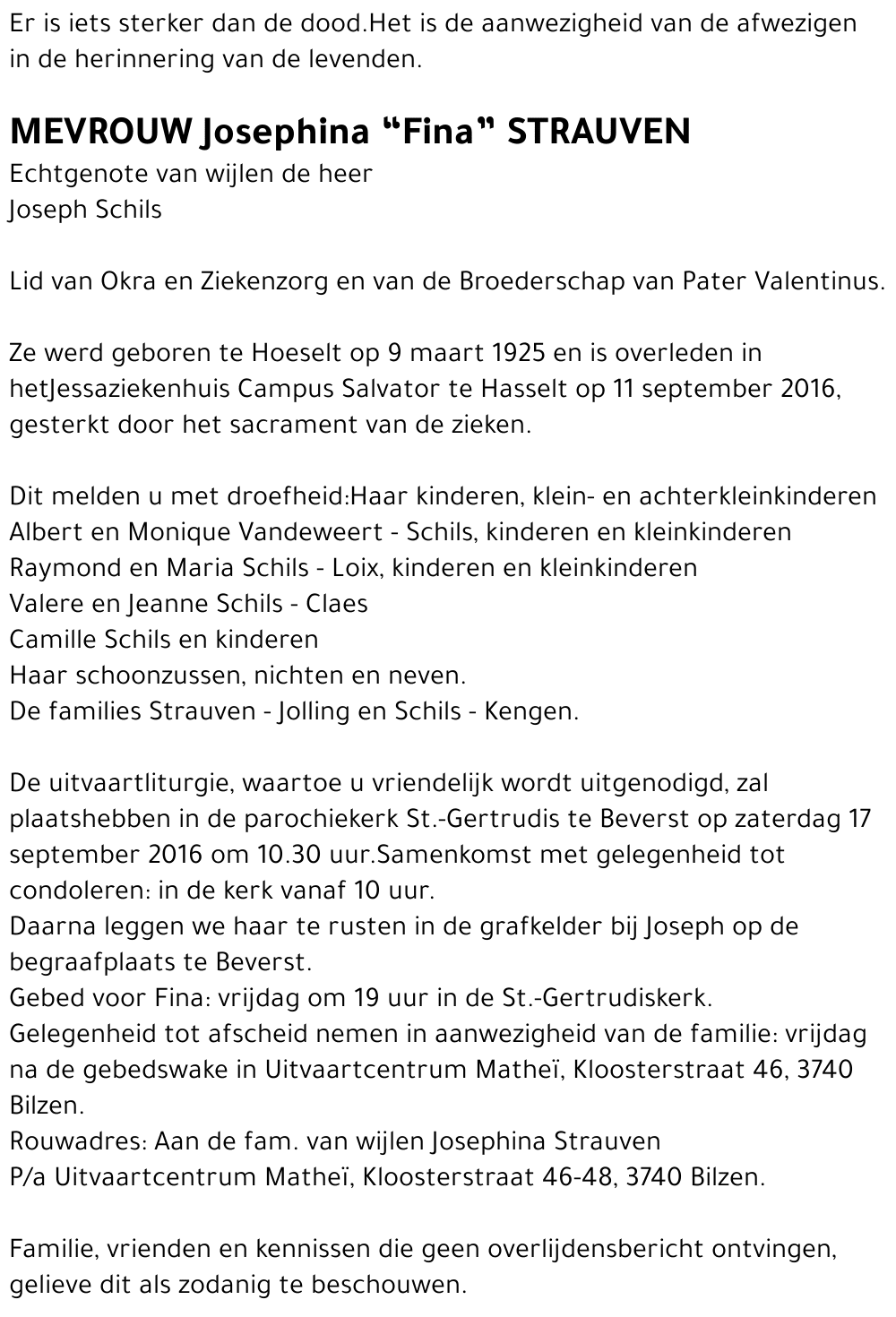 Josephina “Fina” Strauven