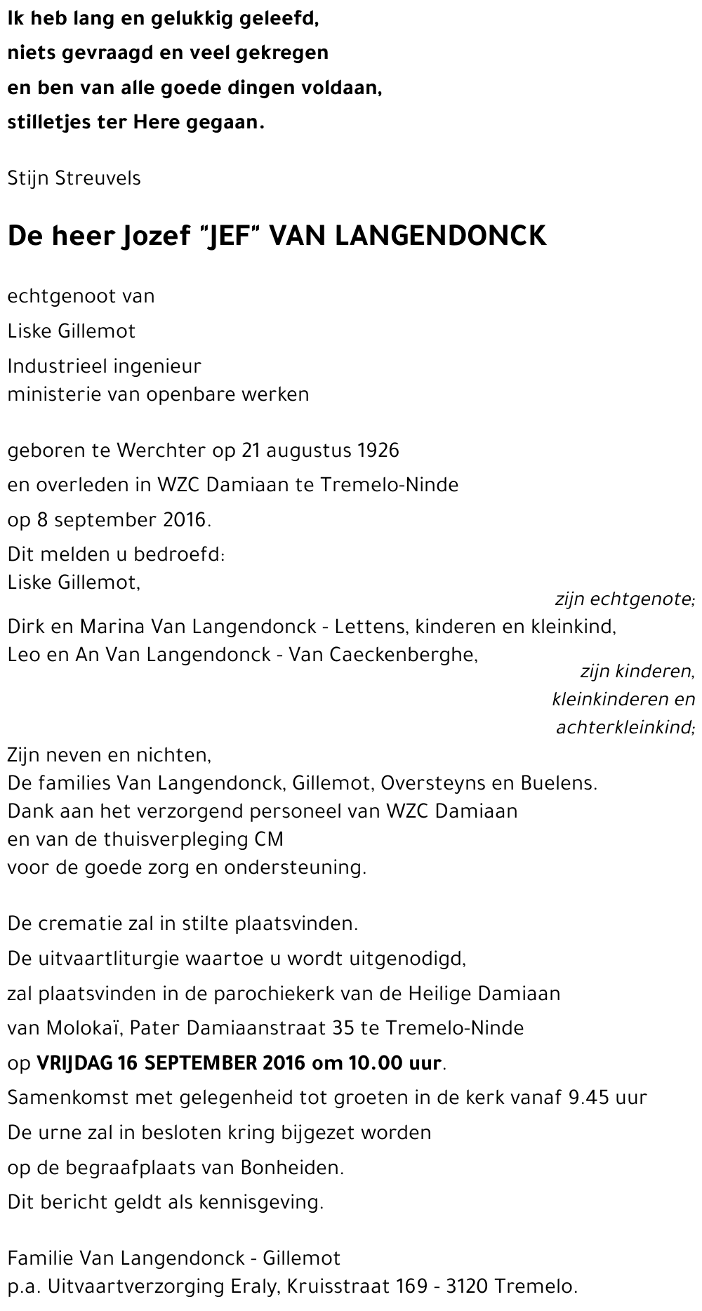 Jozef ''Jef'' VAN LANGENDONCK