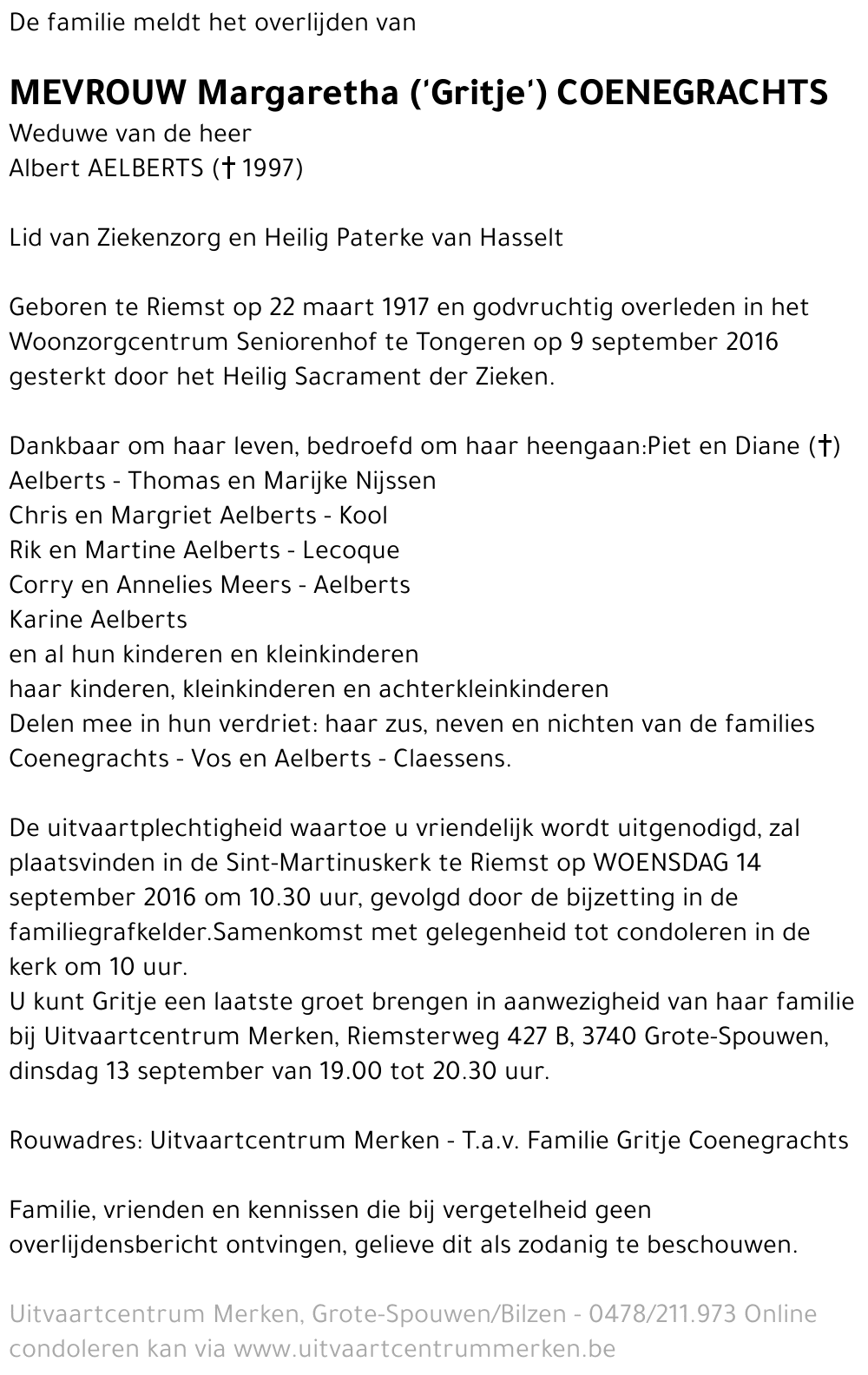 Margaretha COENEGRACHTS