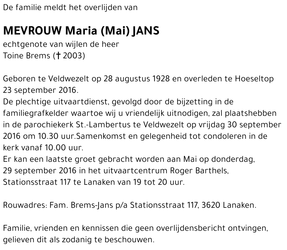 Maria (Mai) Jans