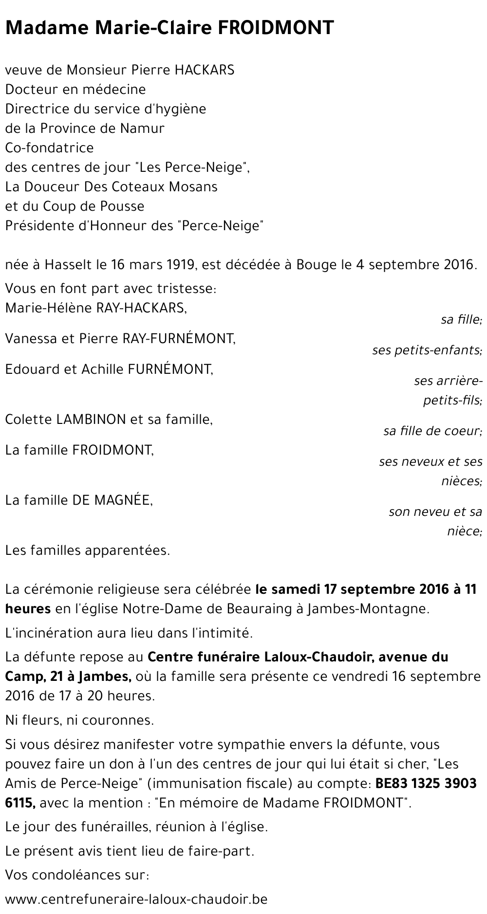 Marie-Claire FROIDMONT