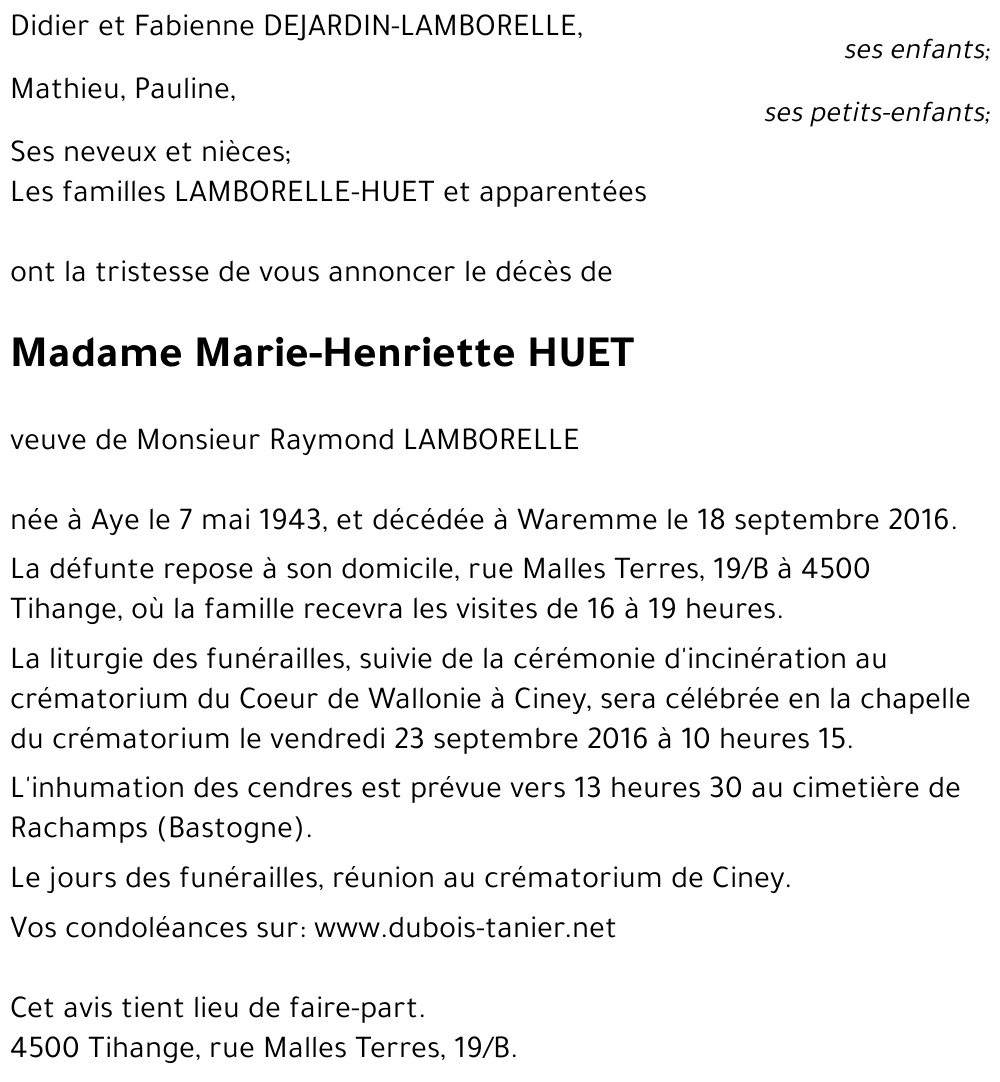 Marie-Henriette HUET