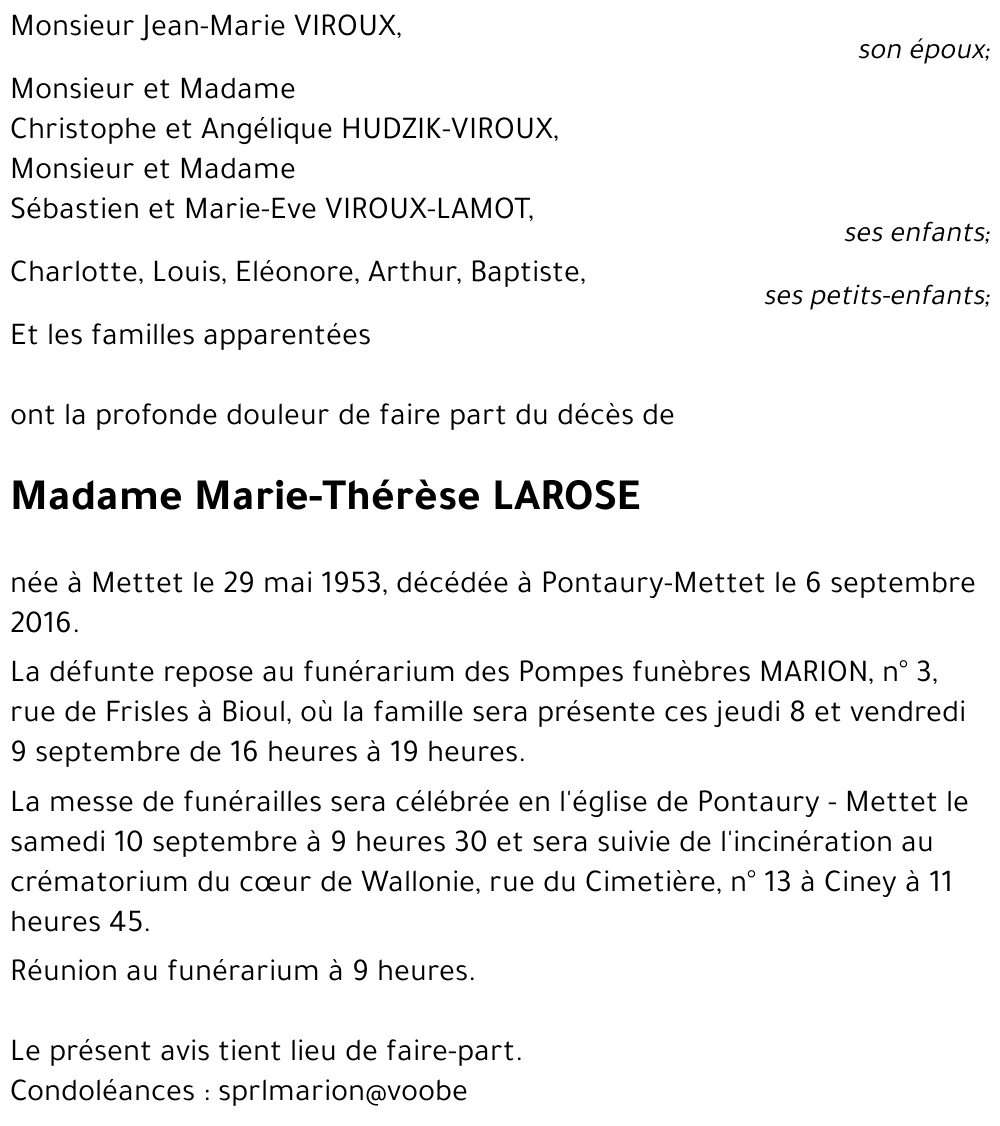 Marie-Thérèse LAROSE