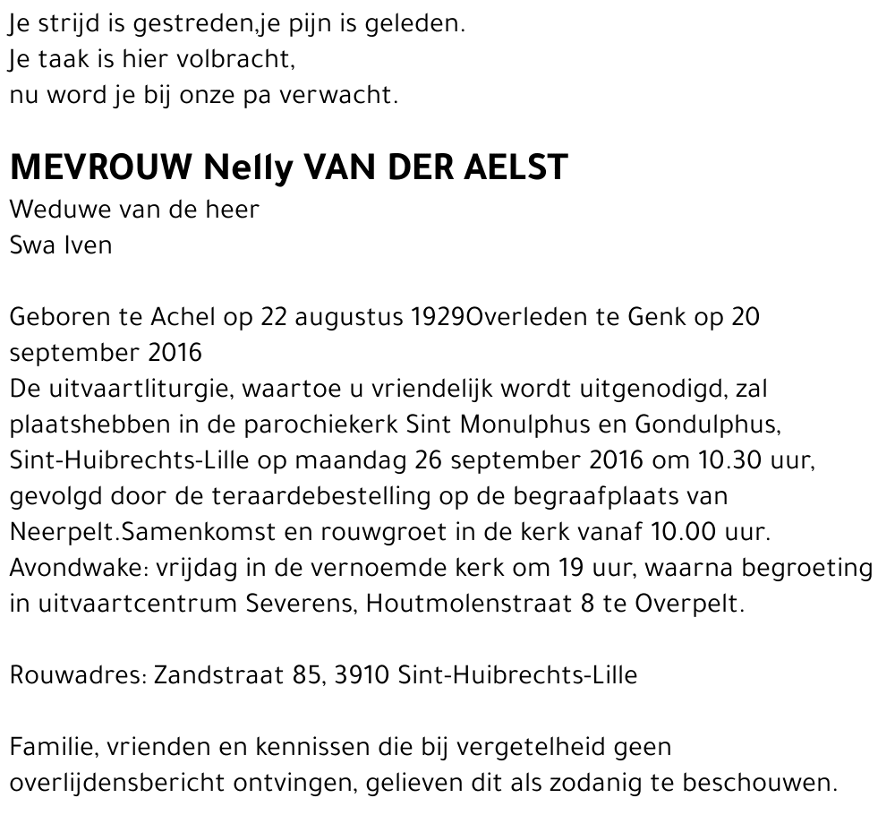 Nelly Van der Aelst