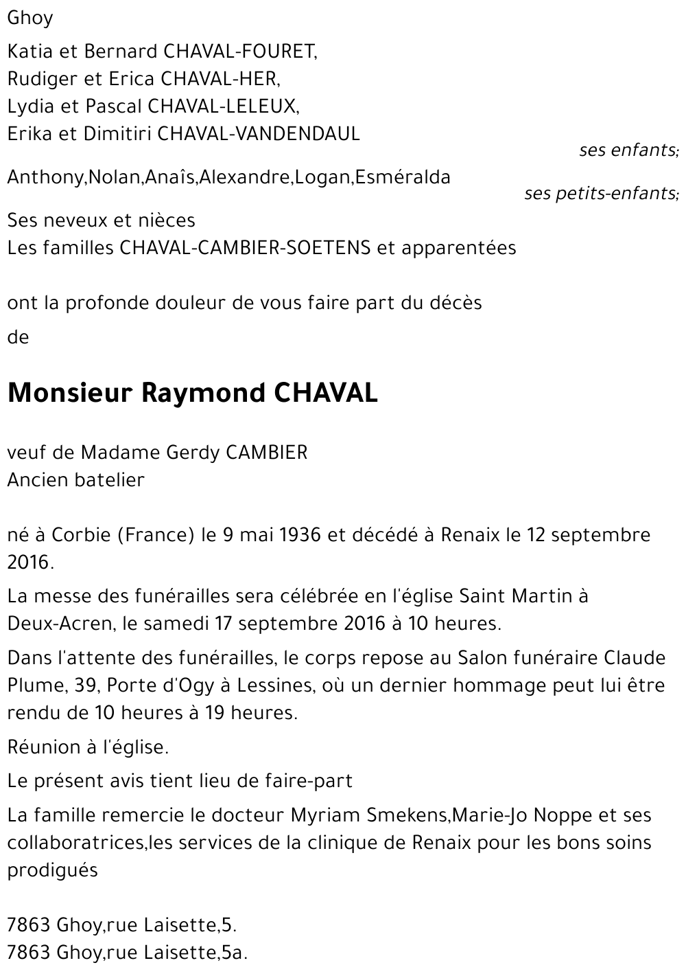 Raymond CHAVAL