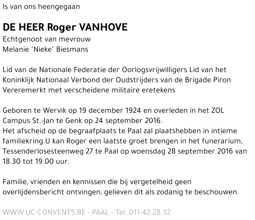 Roger Vanhove
