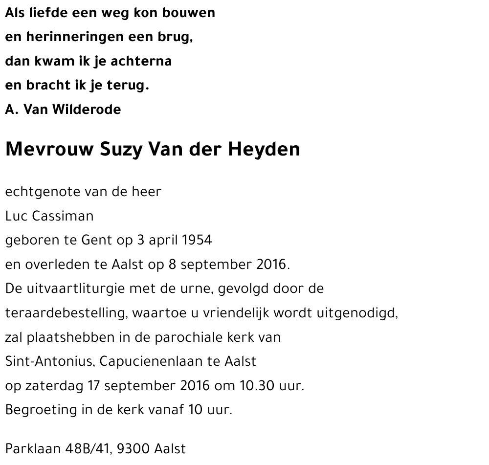 Suzy Van der Heyden