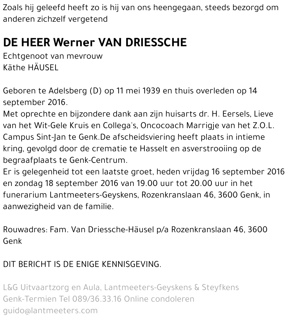 Werner VAN DRIESSCHE