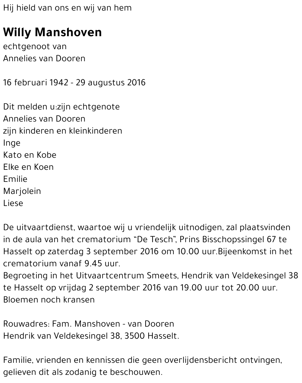 Willy MANSHOVEN