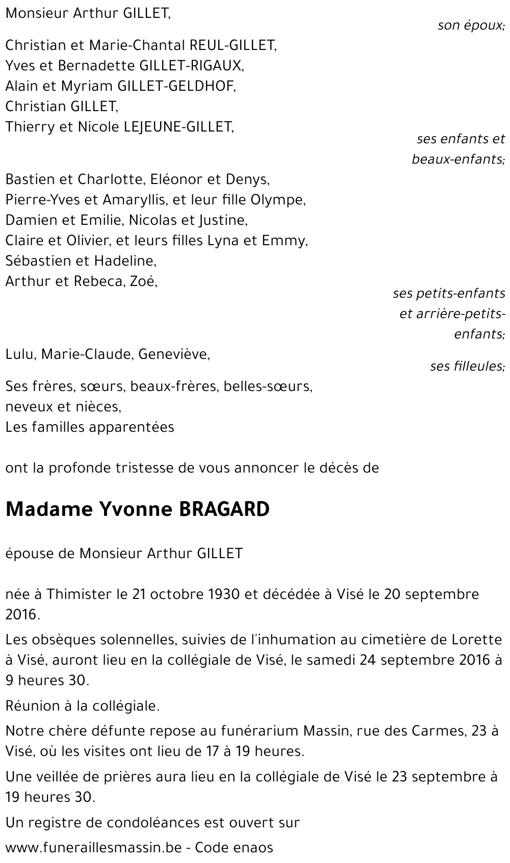 Yvonne BRAGARD