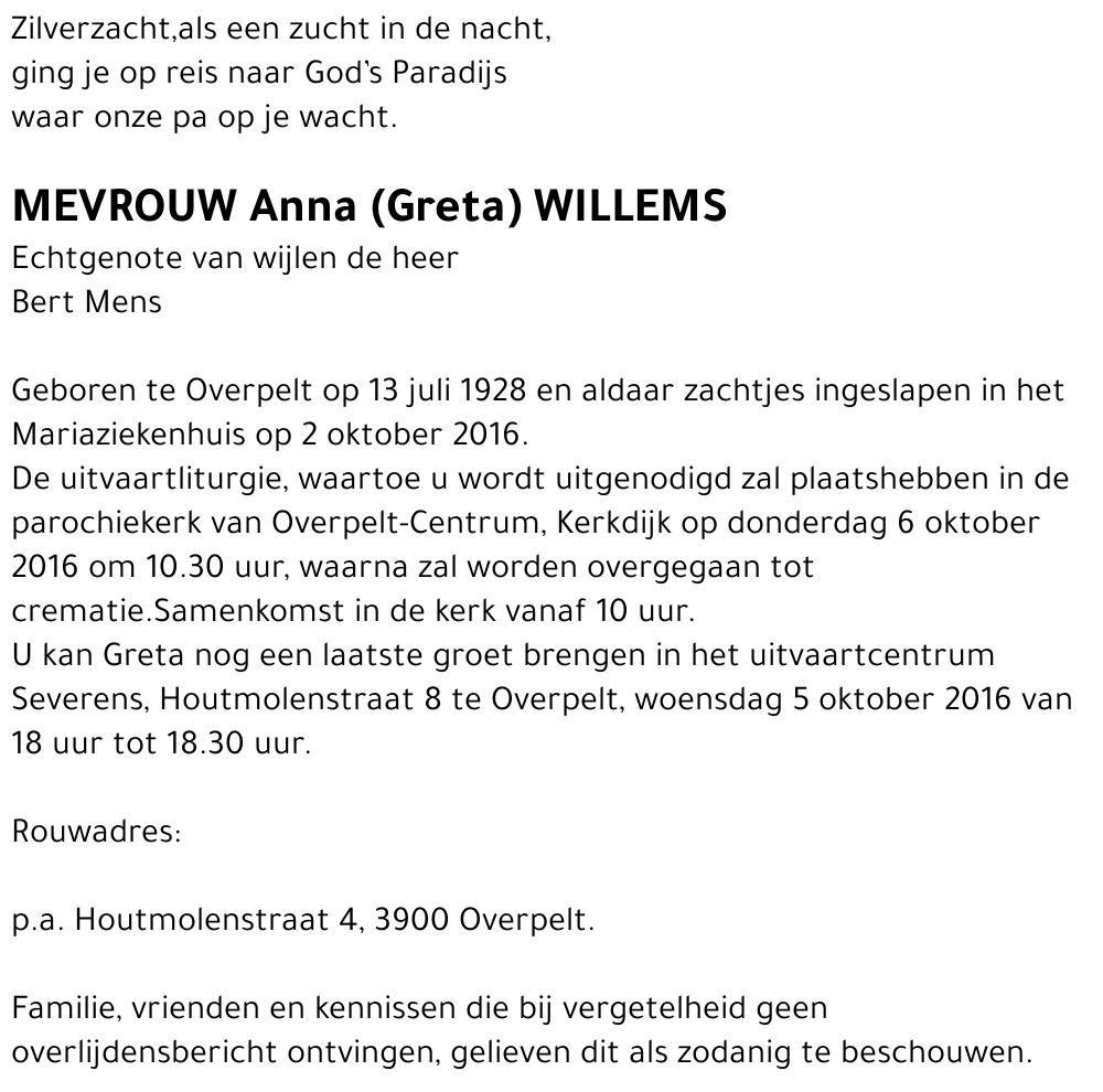 Anna (Greta) Willems