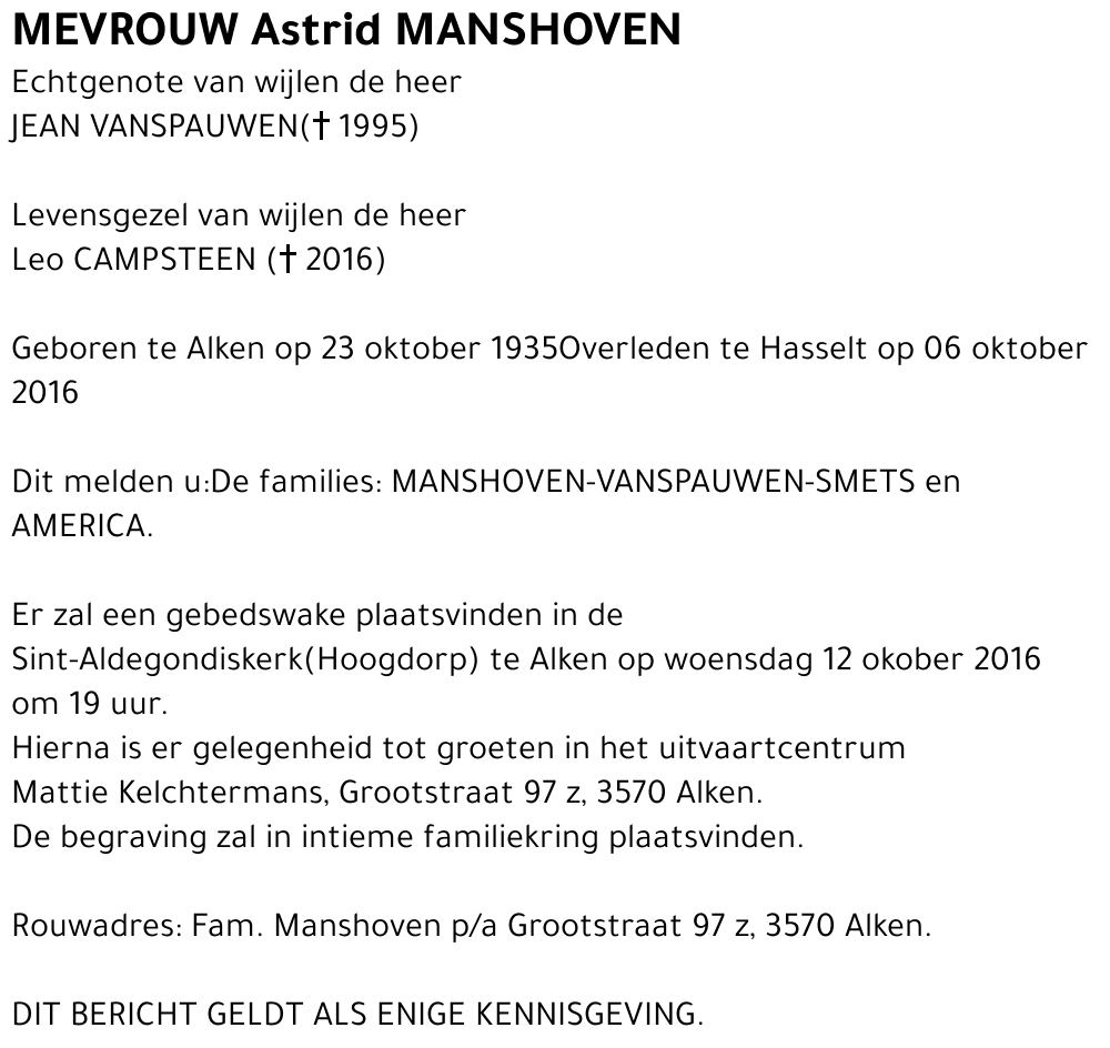 Astrid MANSHOVEN