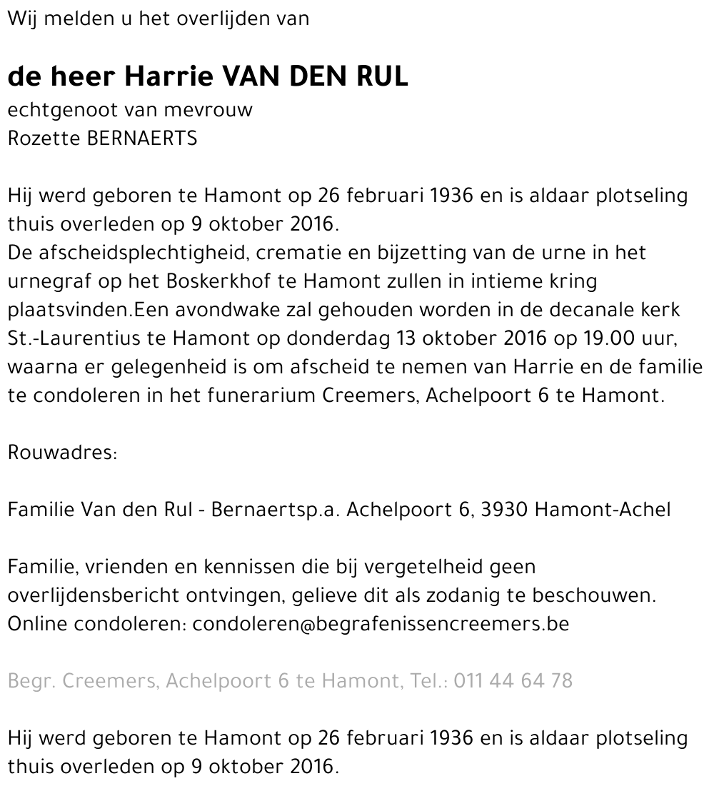 Harrie Van den Rul