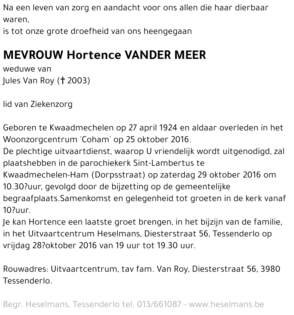 Hortence Vander Meer