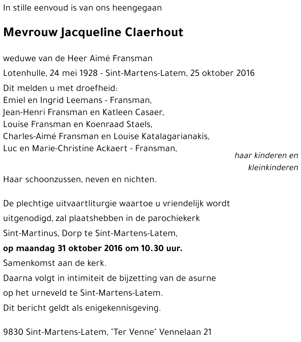 Jacqueline Claerhout