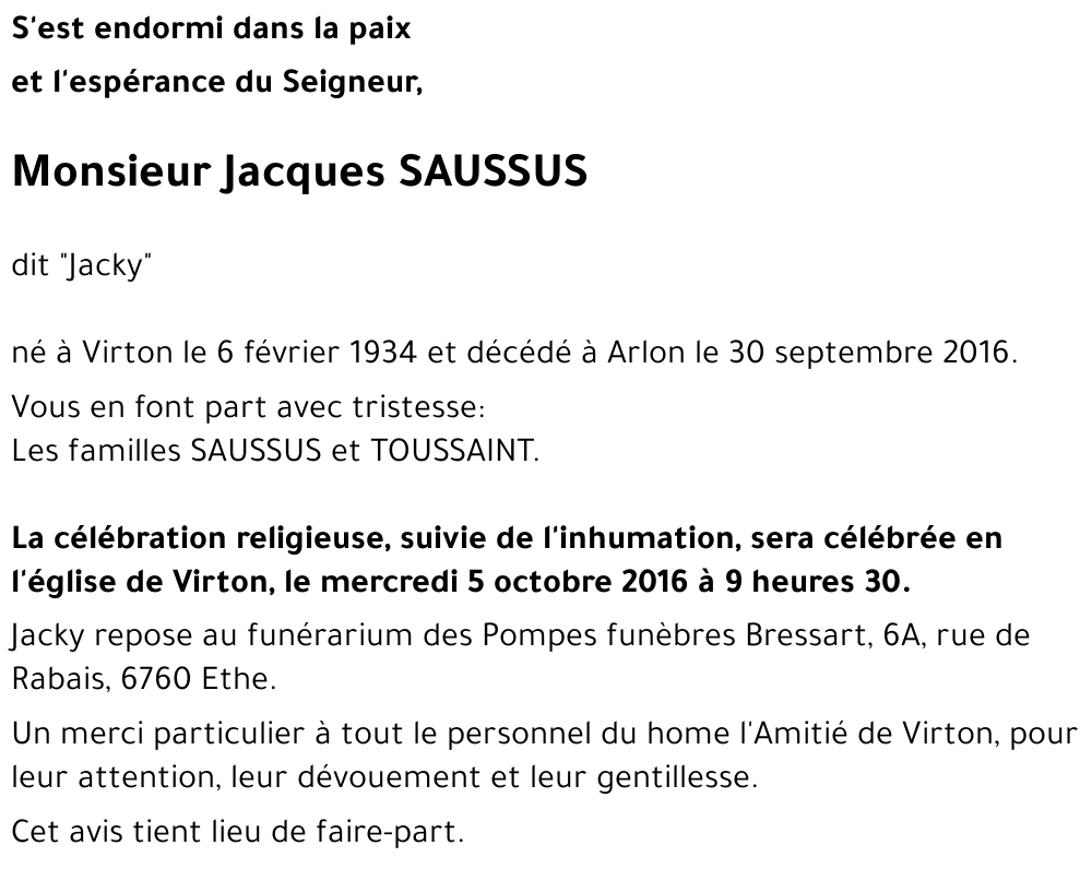 Jacques SAUSSUS dit « Jacky » 