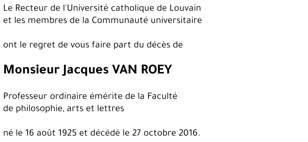Jacques VAN ROEY