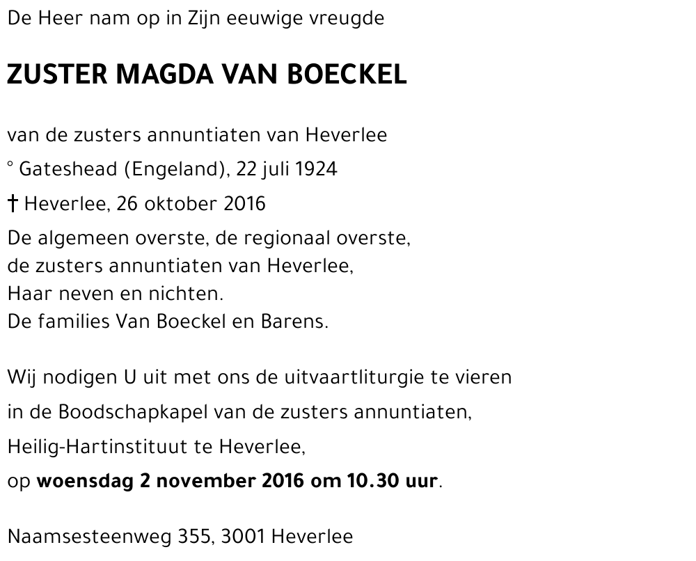 MAGDA VAN BOECKEL