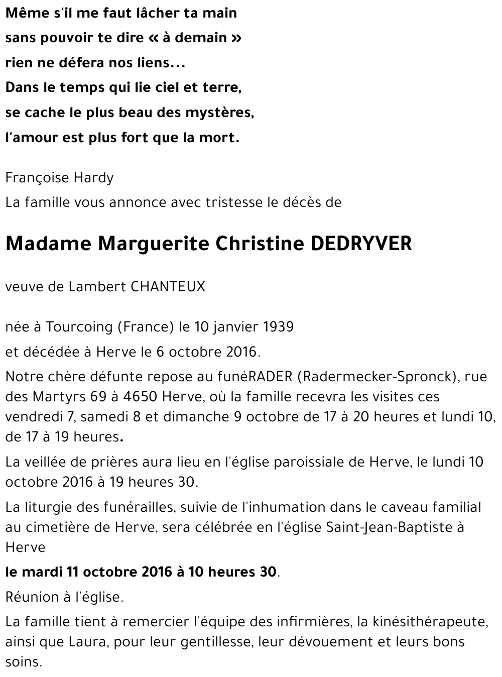 Marguerite Christine DEDRYVER