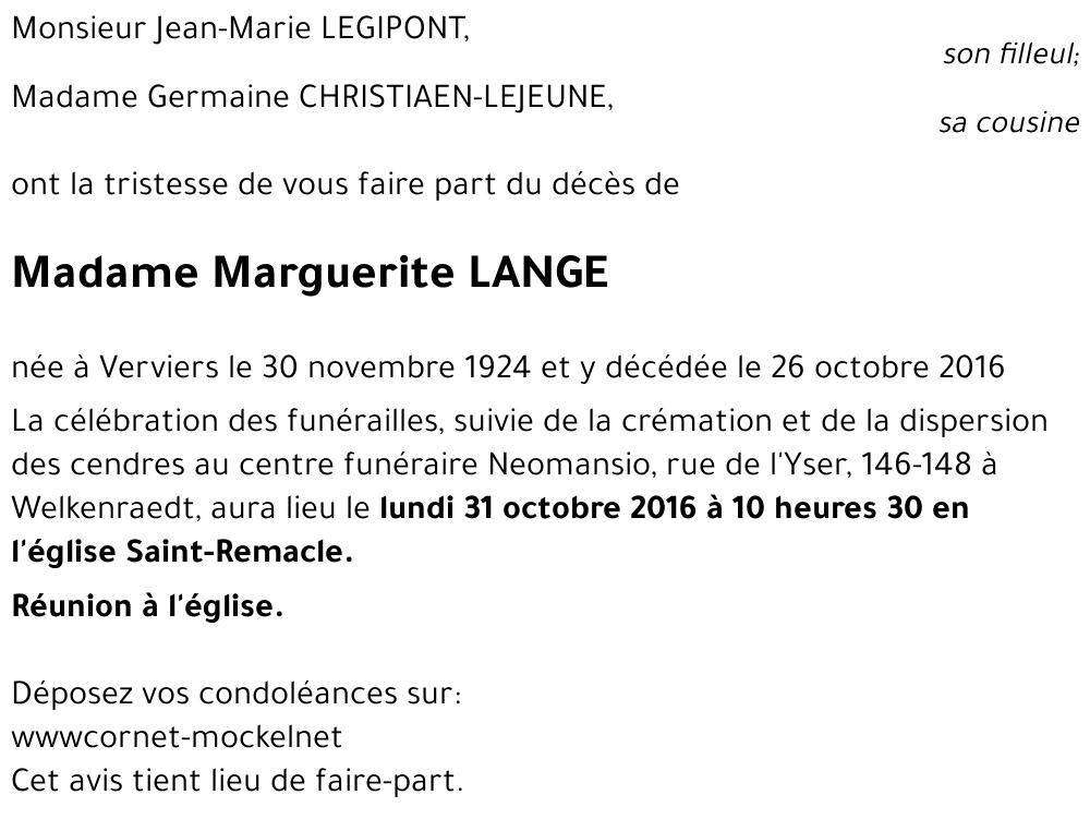 Marguerite LANGE