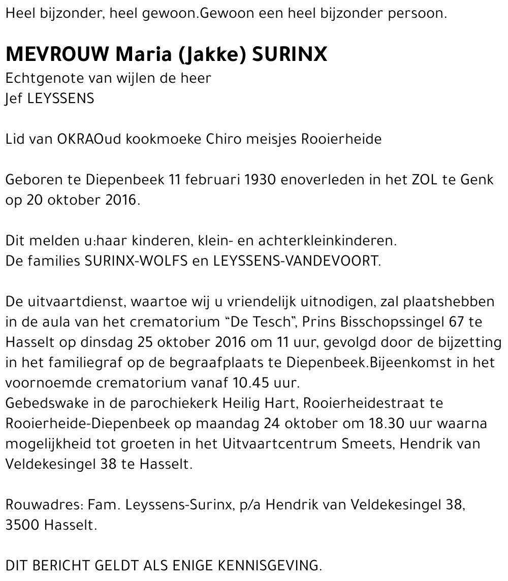 Maria (Jakke) Surinx