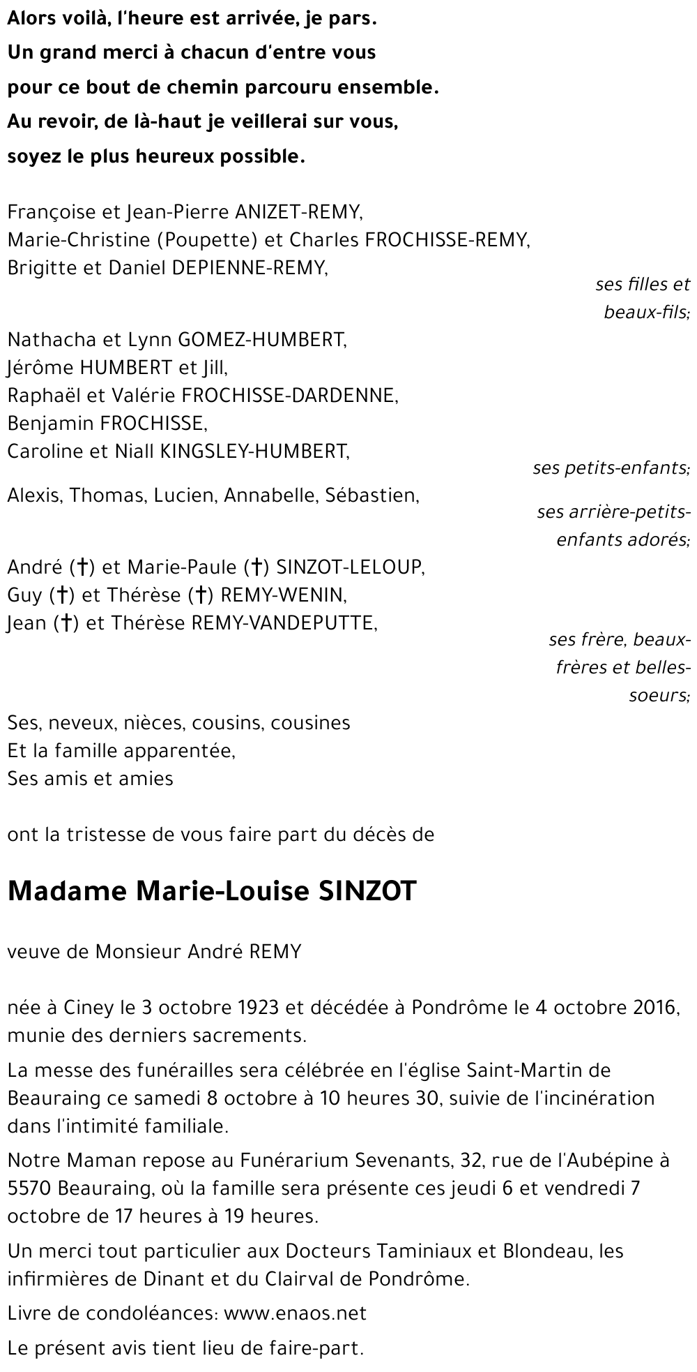 Marie-Louise SINZOT