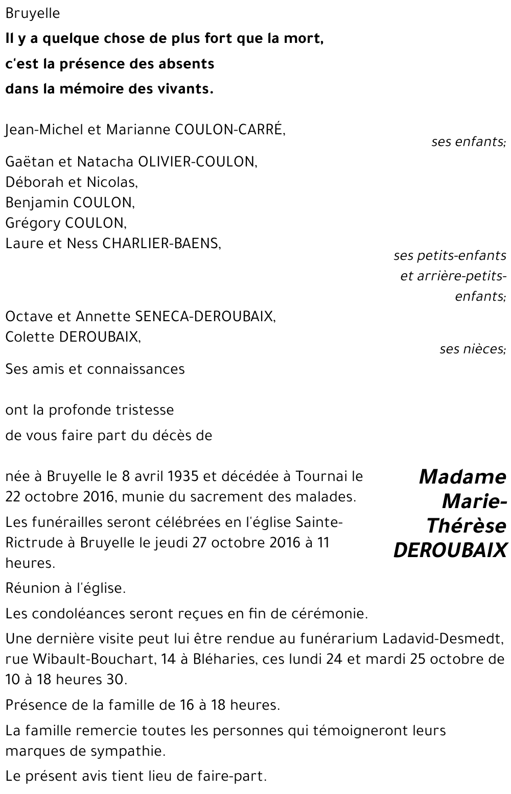 Marie-Thérèse DEROUBAIX