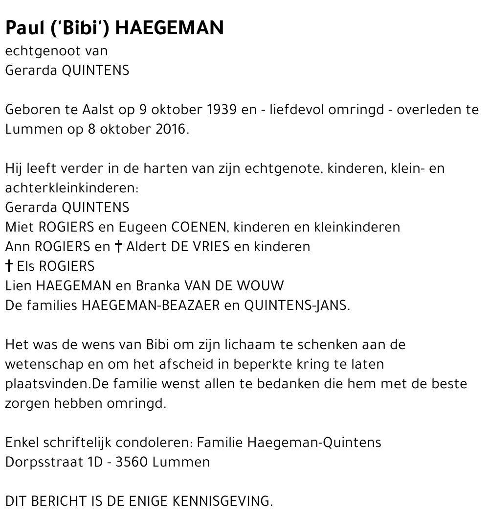 Paul HAEGEMAN