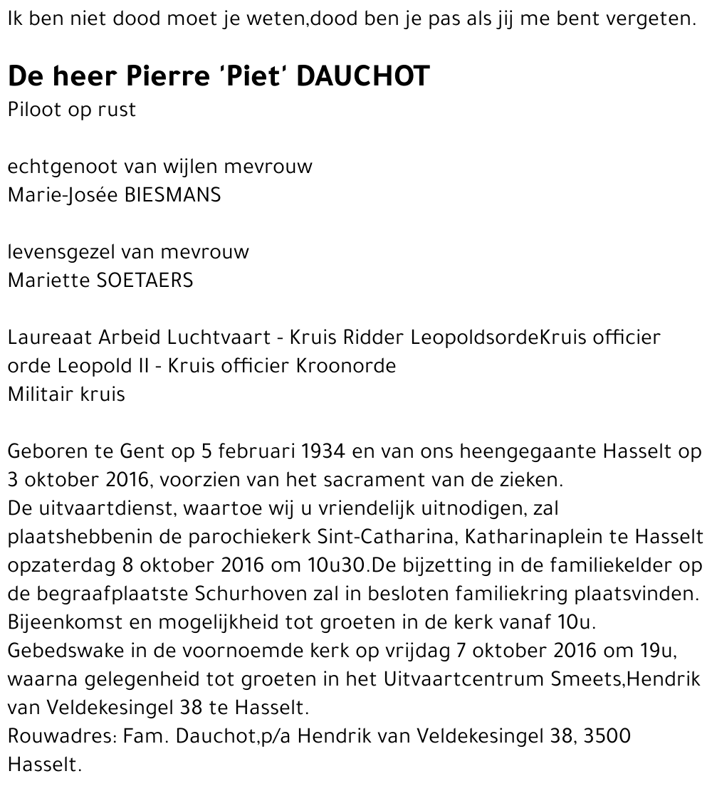 Pierre 'Piet' DAUCHOT
