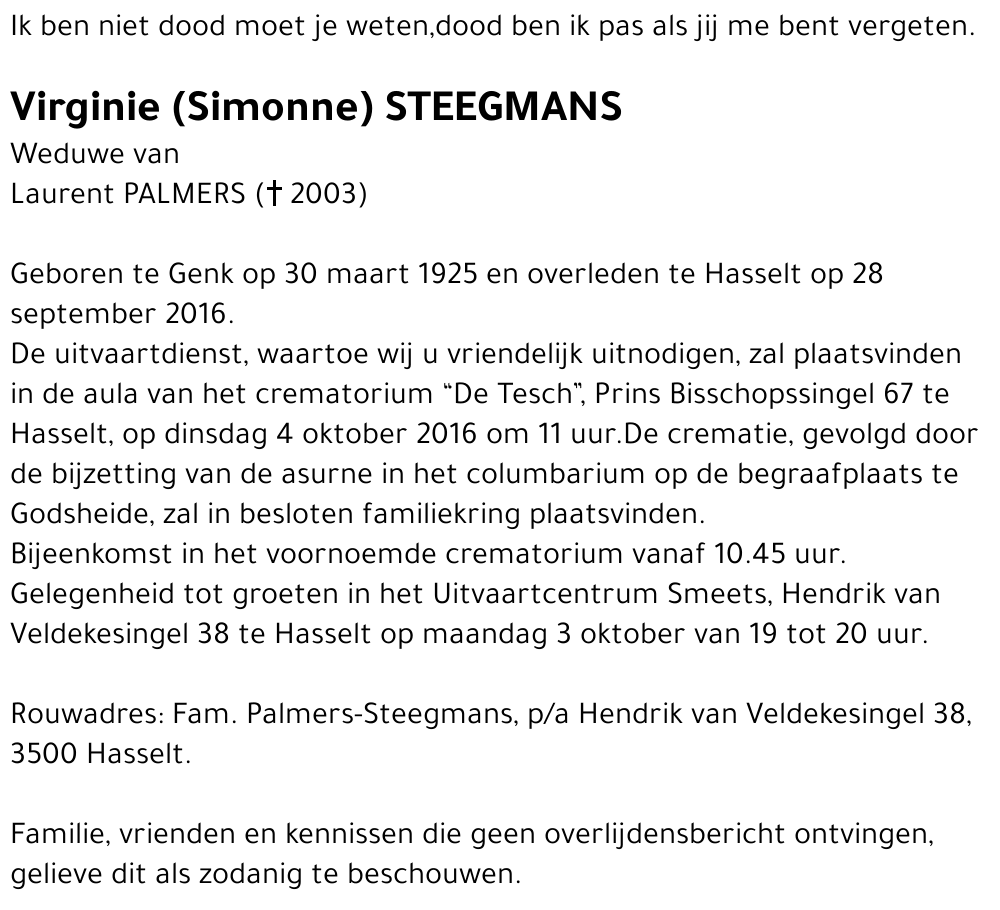 Virginie (Simonne) Steegmans