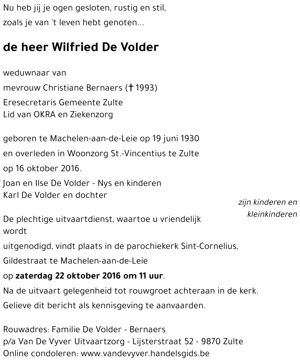 Wilfried De Volder