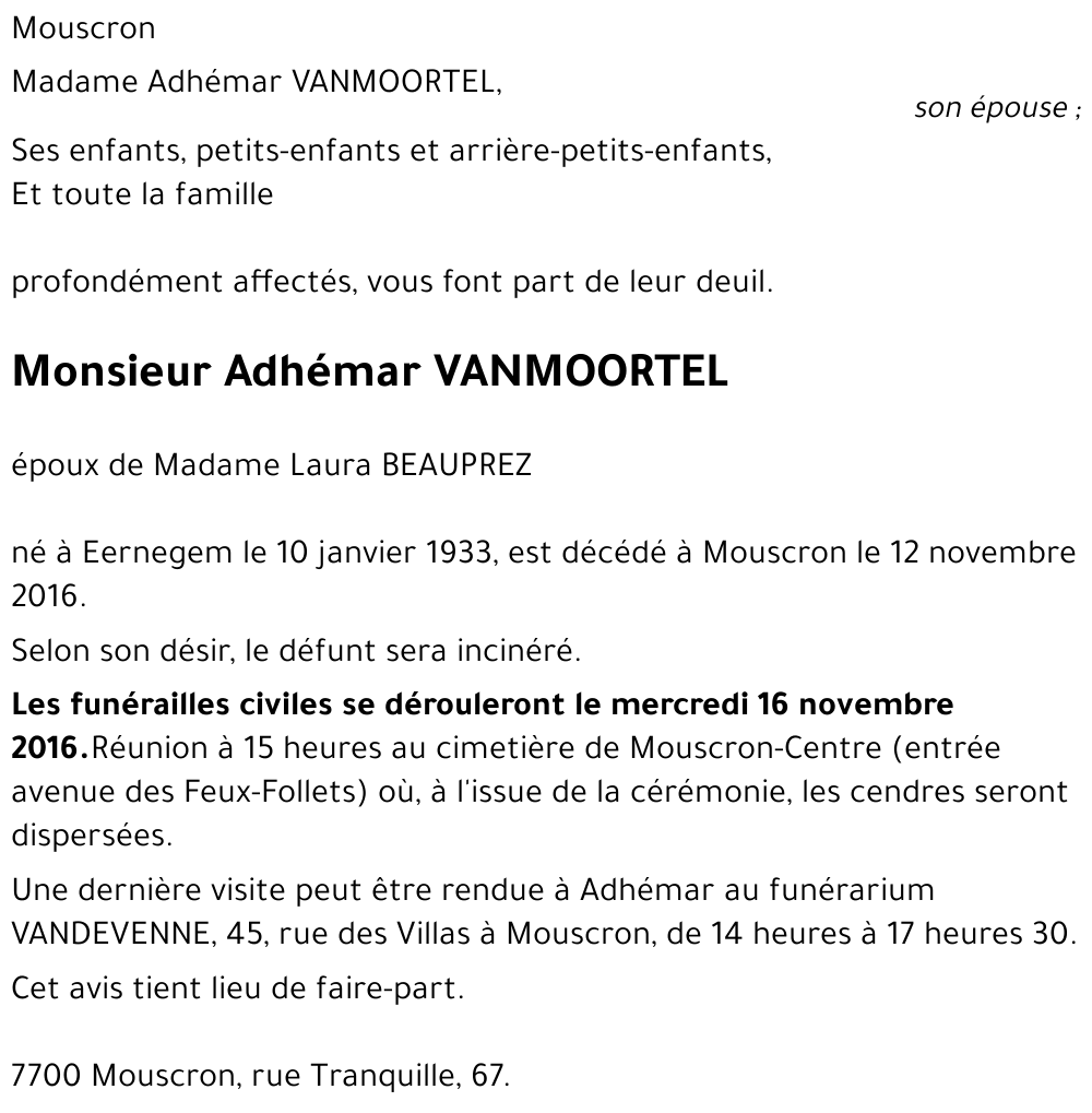 Adhémar VANMOORTEL