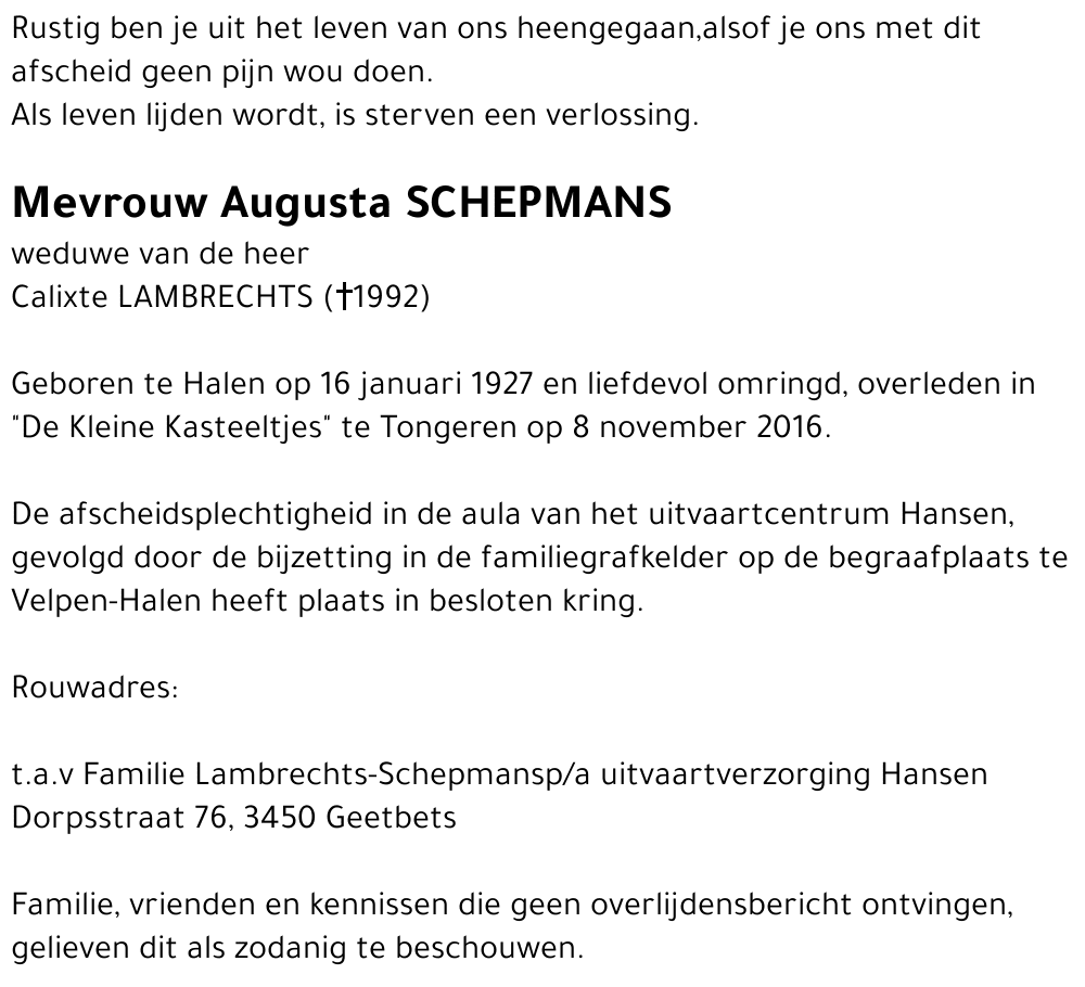 Augusta SCHEPMANS