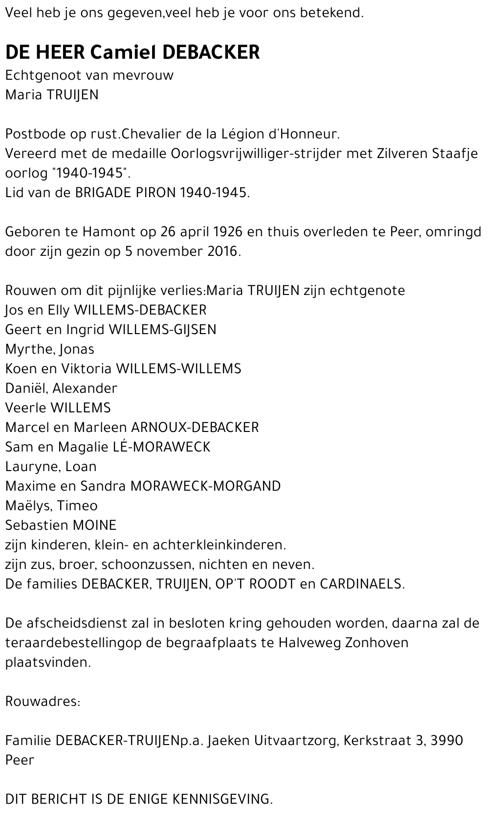 Camiel Mauritz De Backer