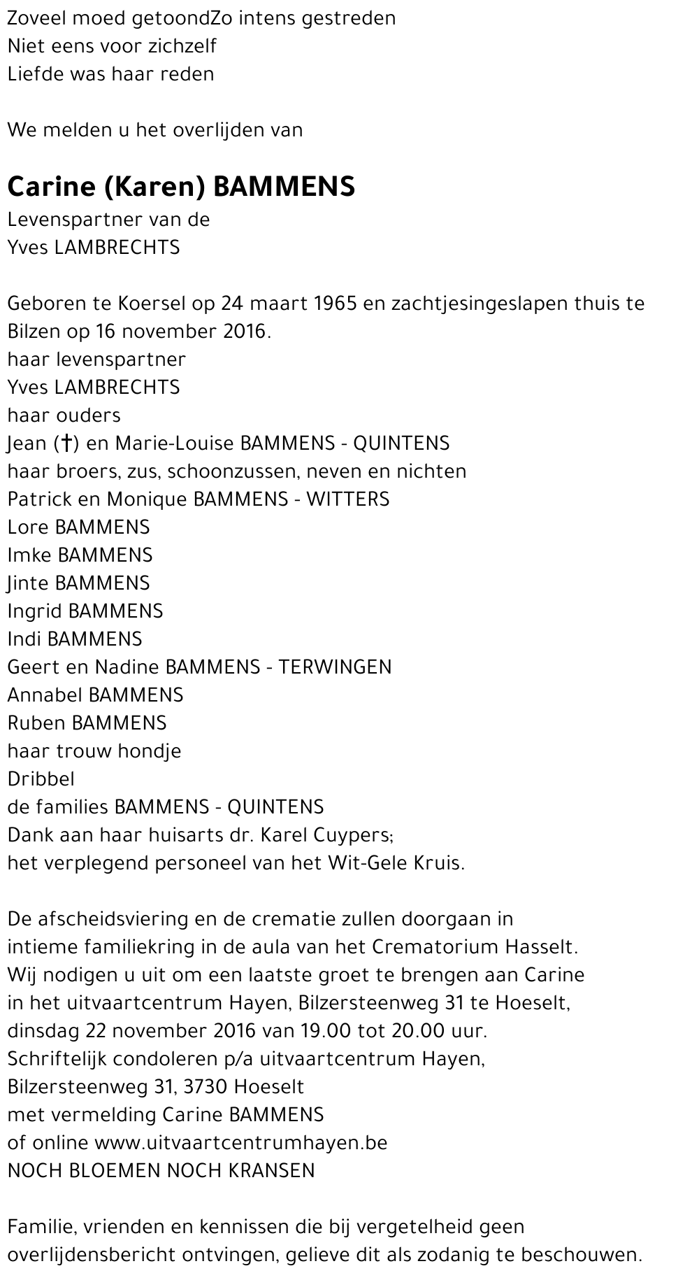 Carine (Karen ) BAMMENS