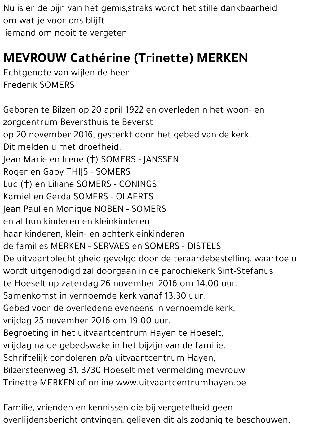 Cathérine (Trinette) MERKEN