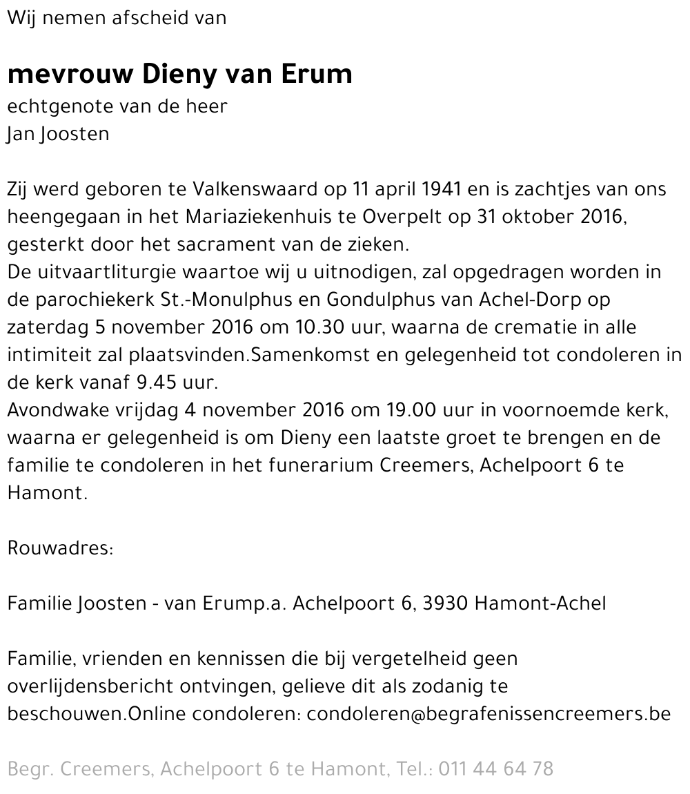 Dieny van Erum