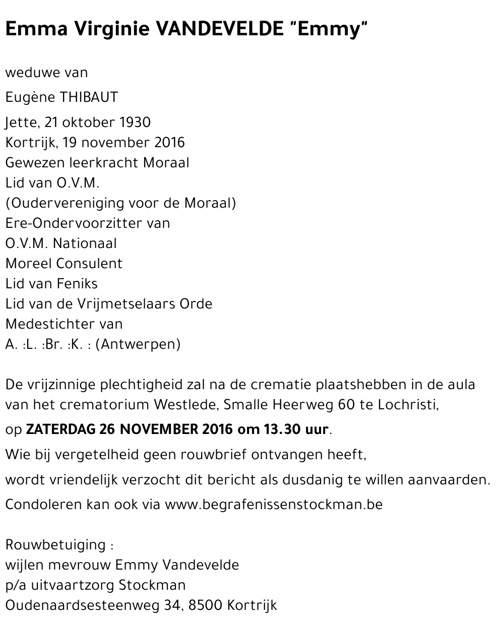 Emma Virginie VANDEVELDE