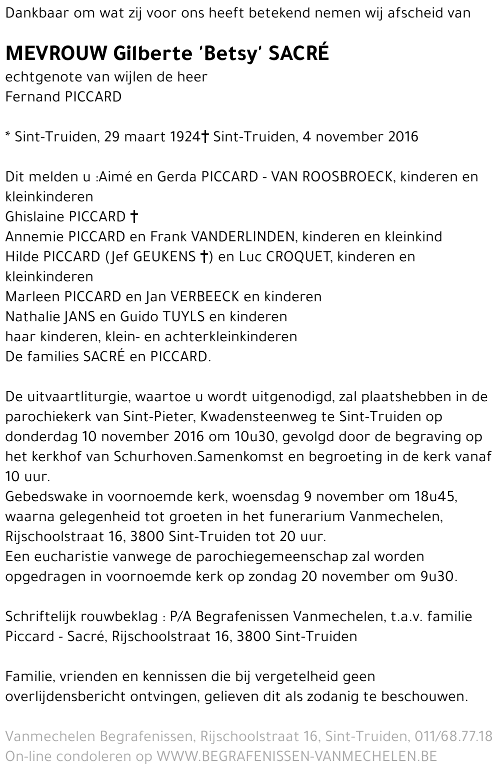 Gilberte 'Betsy' Sacré