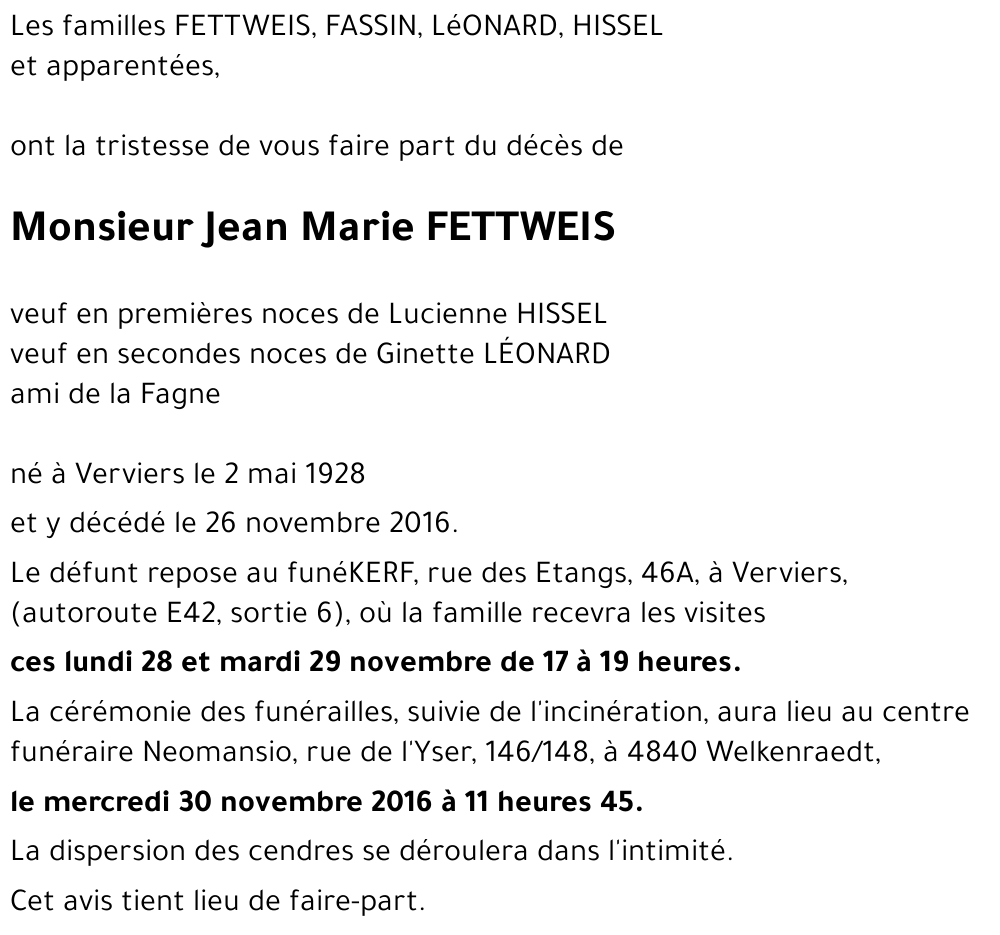 Jean Marie FETTWEIS