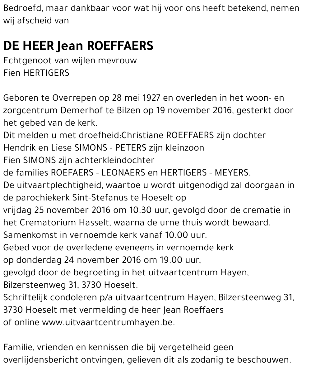 Jean ROEFFAERS