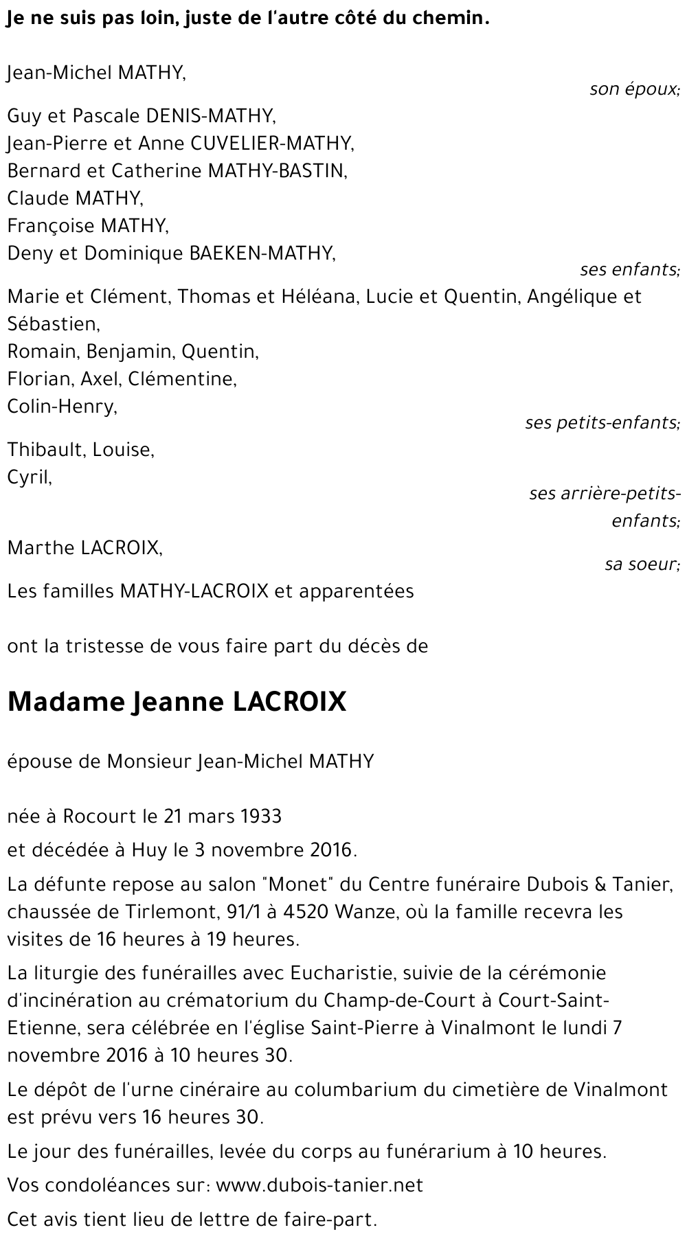 Jeanne LACROIX