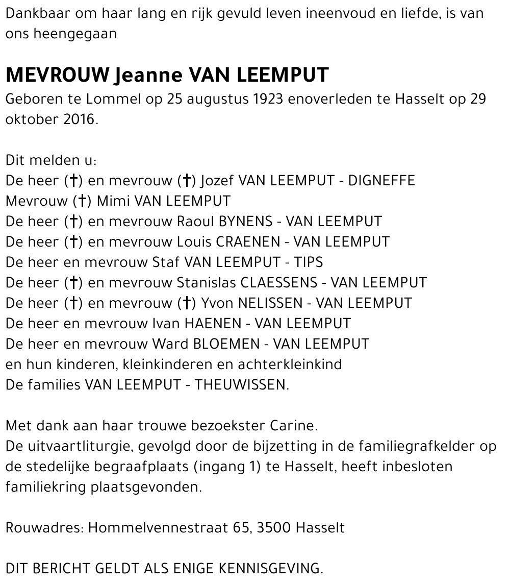 Jeanne Van Leemput
