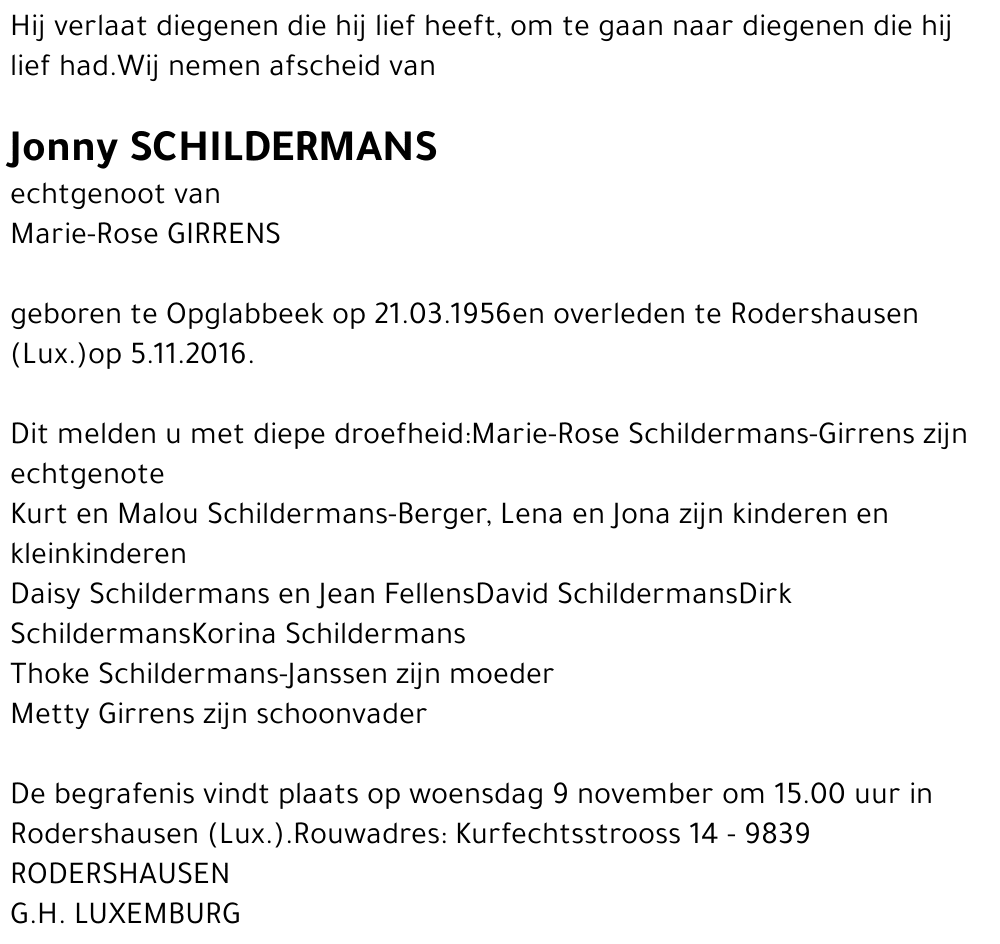 Jonny Schildermans