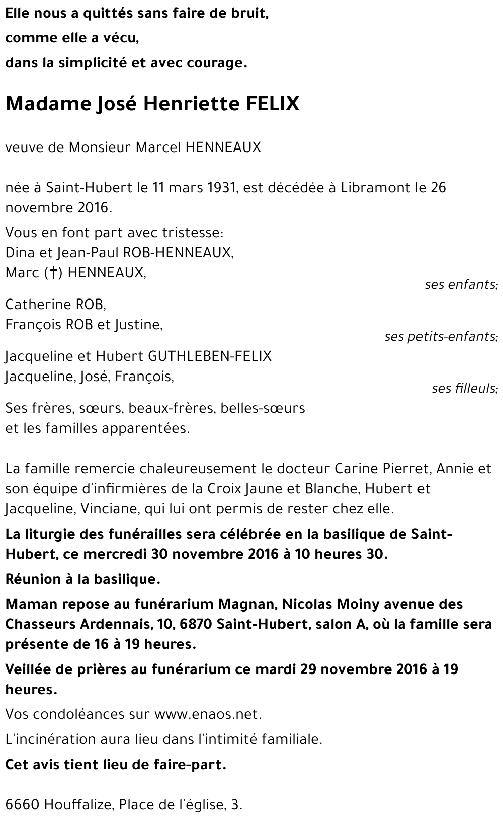 José Henriette FELIX