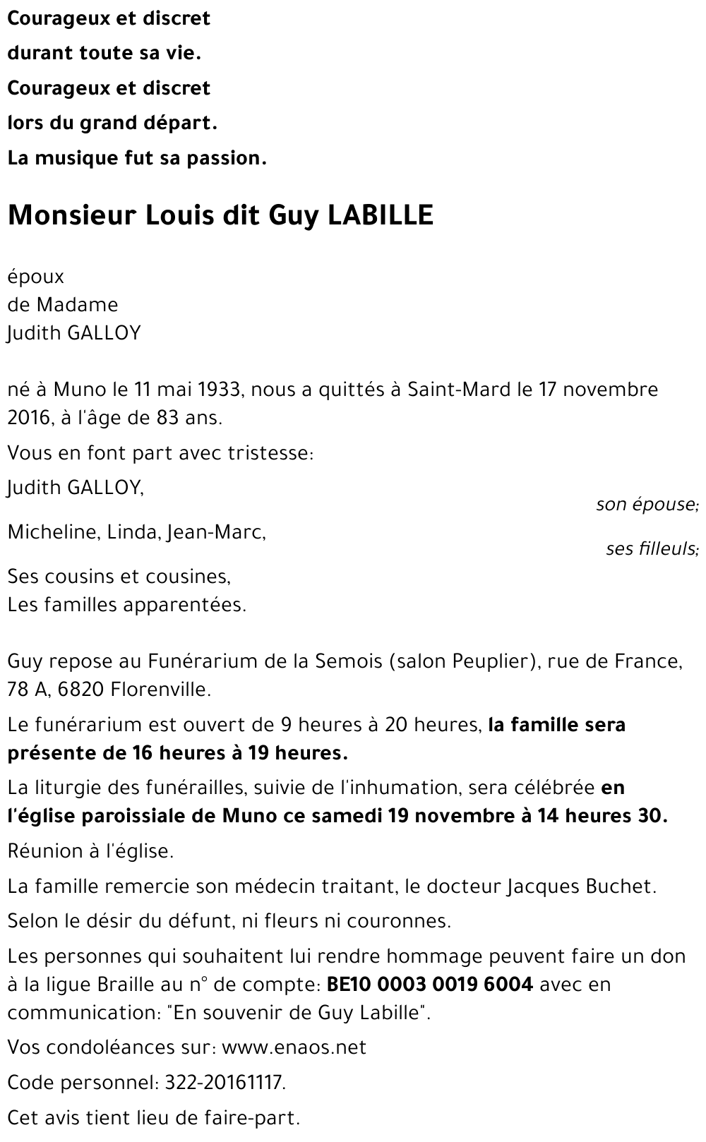 Louis dit Guy LABILLE