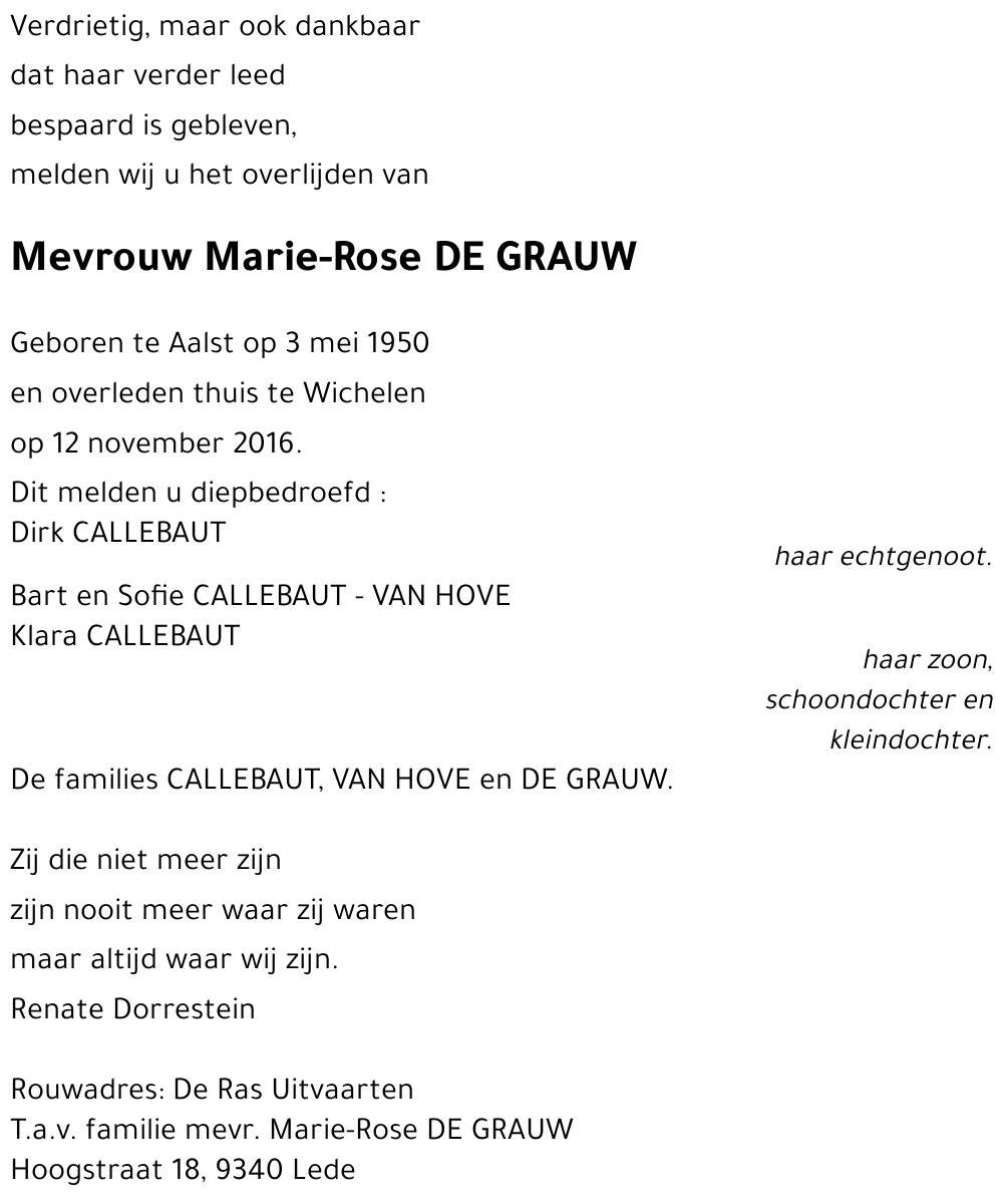 Marie-Rose DE GRAUW